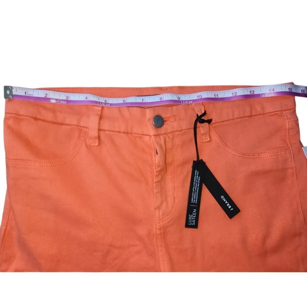 J Brand Luxe Sateen‎ Orange Mid-Rise Skinny Crop Pants NWT